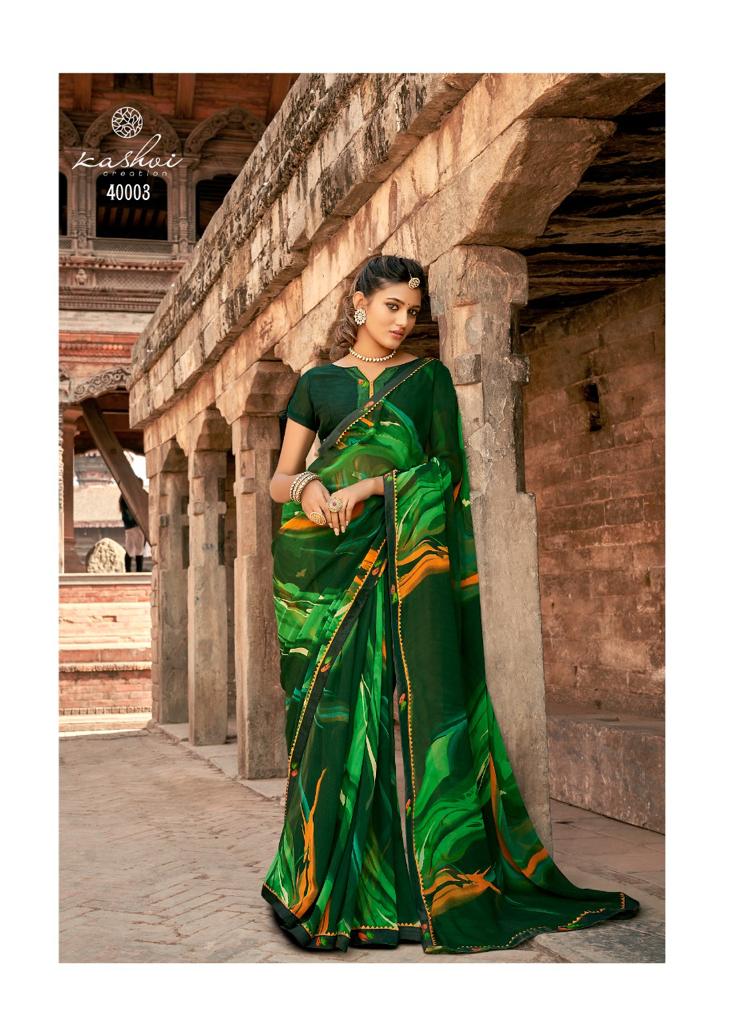 Kashvi Virasat Fancy Wear Georgette Printed Stylish Saree Collection